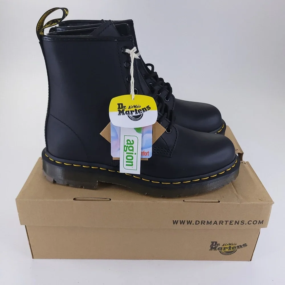 Dr. Martens Work Boots Mens 8 Womens 9 Black  1460 SR Slip Resistant Leather NIB